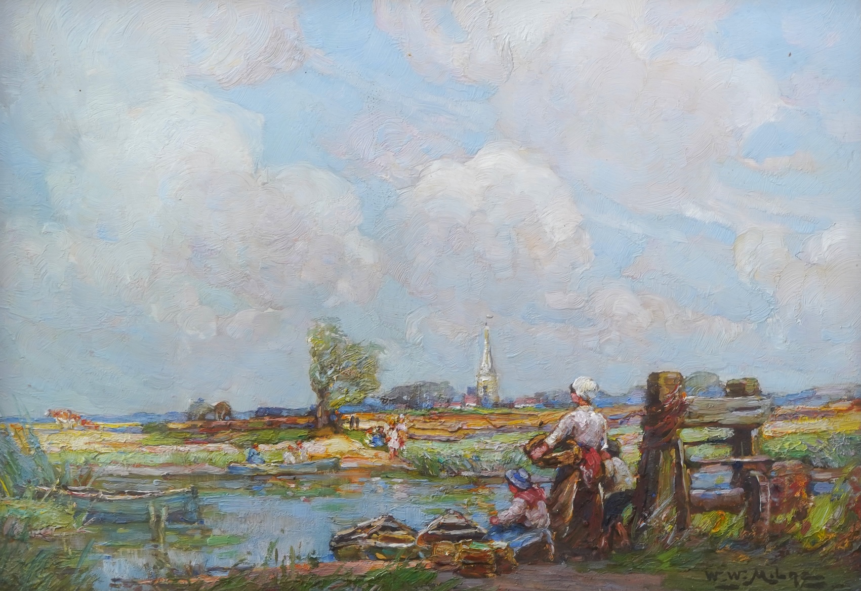 William Watt Milne, 1865-1951, Figures on the riverbank